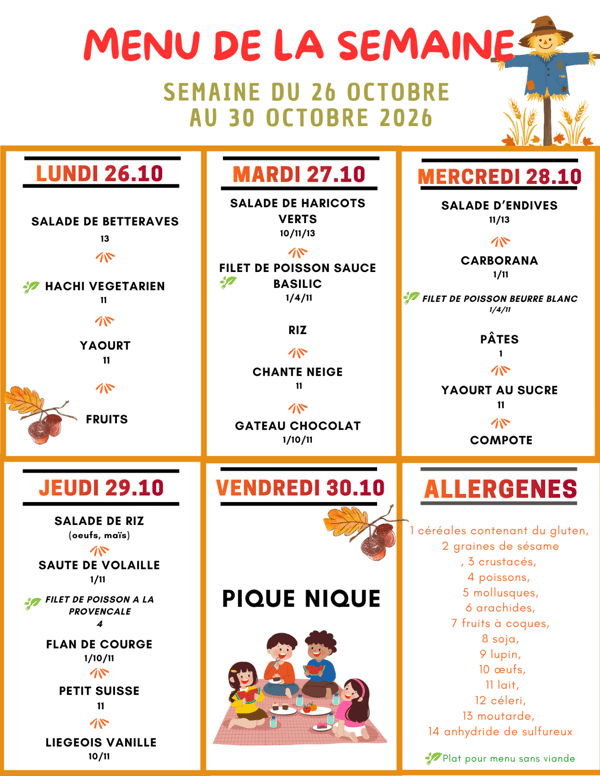 menu semaine 2 automne 2026